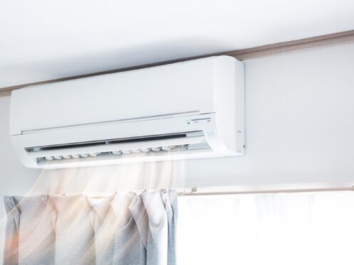 mini split mounted above window